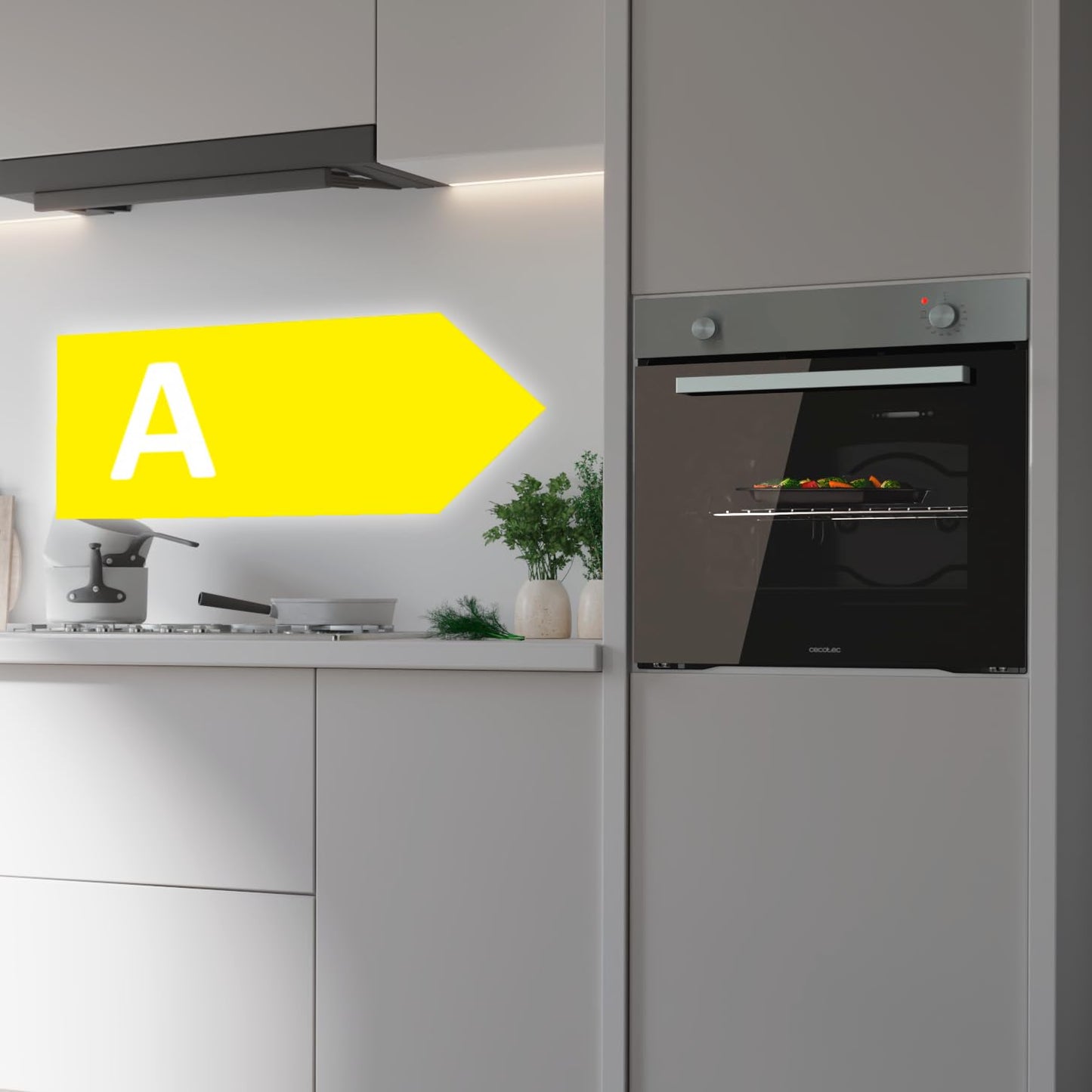 Cecotec Bolero Hexa C126000 Horno Integrable 77L, Steam Assist, EasyClean, Clase A, Inox