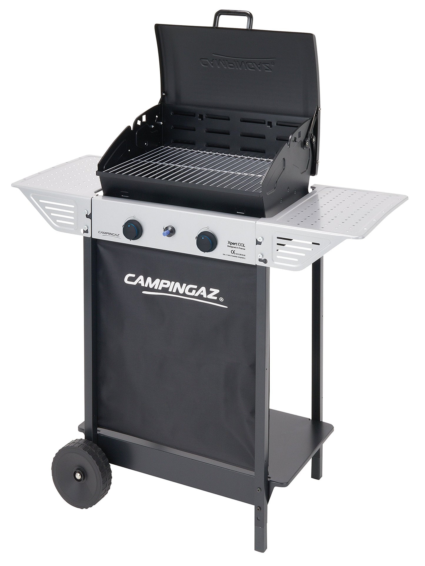 Campingaz Xpert 100L BBQ Gas 7.1kW, 2 Quemadores, Parrilla Rejilla, Mesas, Carro Acero
