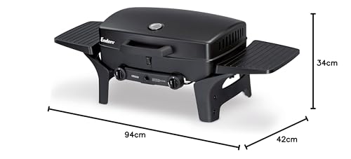 Enders Urban Barbacoa Gas Portátil 2 Quemadores, Tapa, Termómetro, Estantes Abatibles - Camping/Jardín