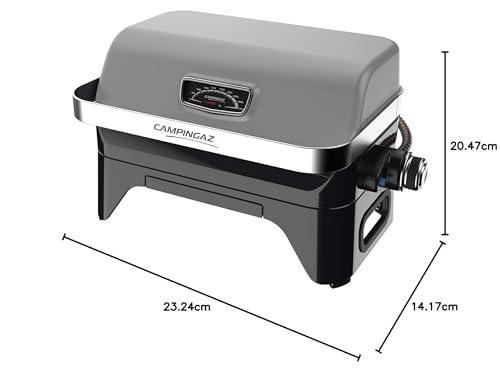 Campingaz Attitude2go CV Barbacoa Gas Portátil Mesa, Poco Humo, Termómetro, Parrilla Hierro Fundido