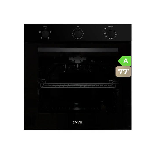 EVVO H10 Horno Eléctrico 77L, Grill, 4 Programas, 2800W, Triple Cristal, Negro