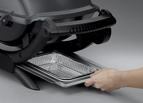 Weber Q1400 Barbacoa Eléctrica 43x32cm, Parrilla Hierro Fundido, Tapa Aluminio - Gris Oscuro