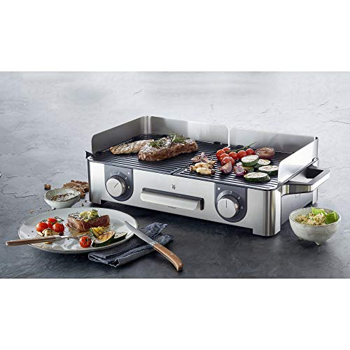 WMF Lono Mastergrill Eléctrico 2400W, 2 Placas Antiadherente, Acero Cromargan, Regulador Temperatura