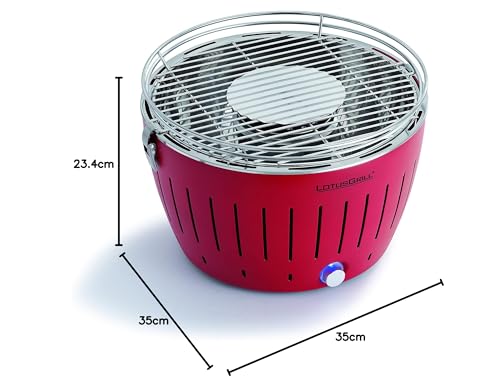 LotusGrill G-RO-34 - Barbacoa de carbón sin humo 35 x 26 x 23.4, color rojo