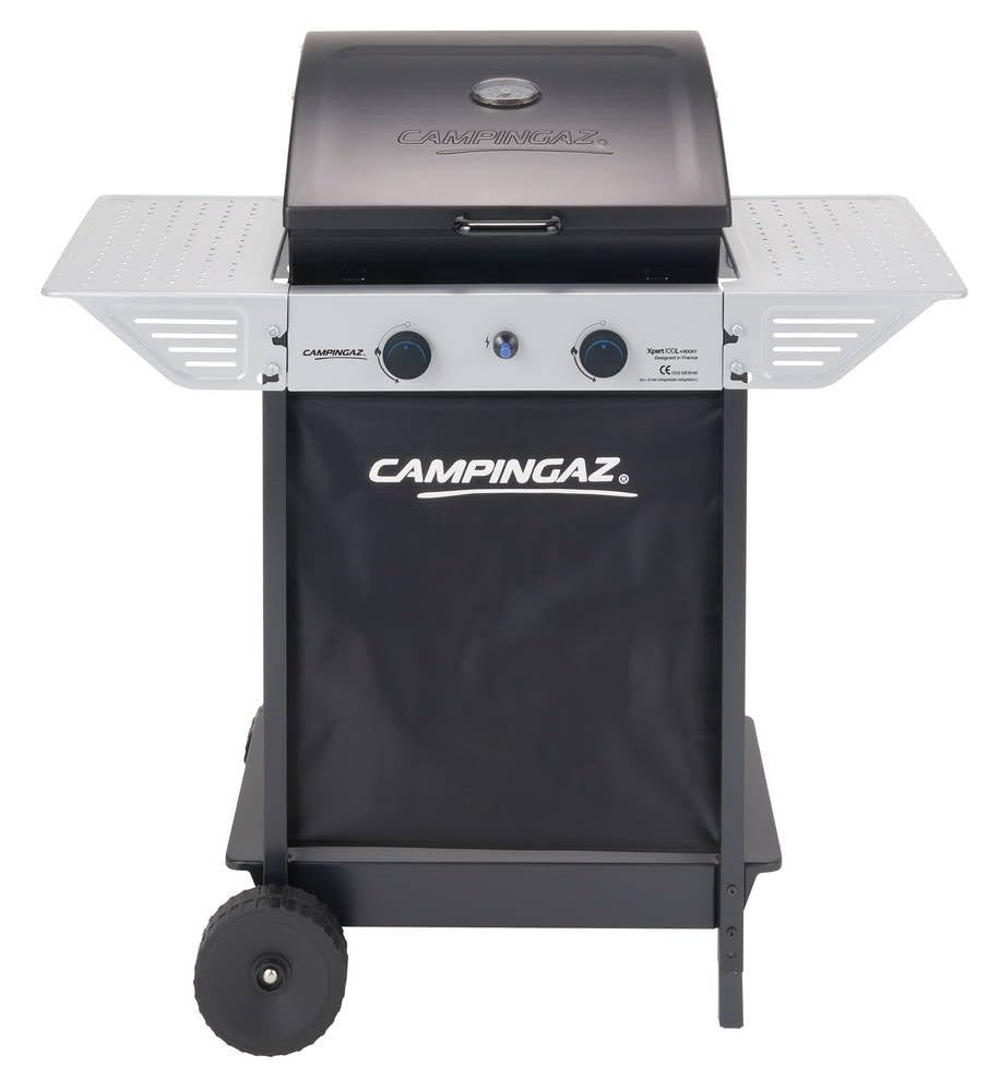 Campingaz Xpert 100L Plus Rocky BBQ Gas Piedra Volcánica 7.1kW, 2 Quemadores/Parrillas, Mesas - Negro