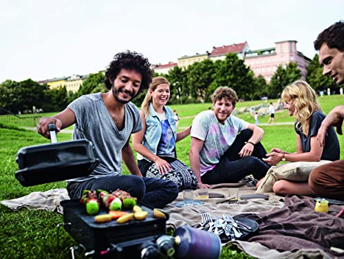 Weber Go-Anywhere Barbacoa Carbón Portátil 42x26cm, Tapa/Cuba Porcelana, Patas Plegables - Negro