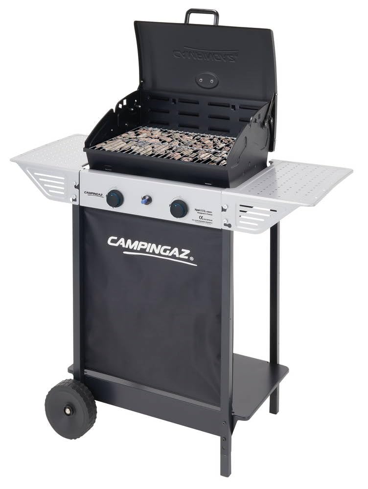 Campingaz Xpert 100L Plus Rocky BBQ Gas Piedra Volcánica 7.1kW, 2 Quemadores/Parrillas, Mesas - Negro