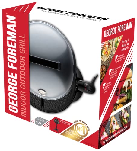 George Foreman Grill Eléctrico 2400W, 15 Raciones, Antiadherente, Tapa, 5 Temperaturas - Negro