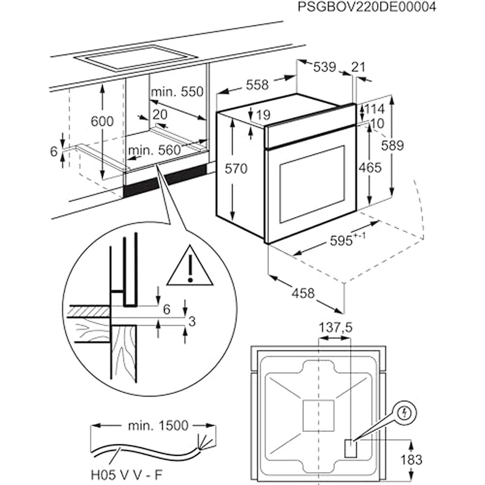 Electrolux EOF3H50BX Horno Multifunción 65L, AquaClean, 7 Funciones, Grill, Clase A, Inox