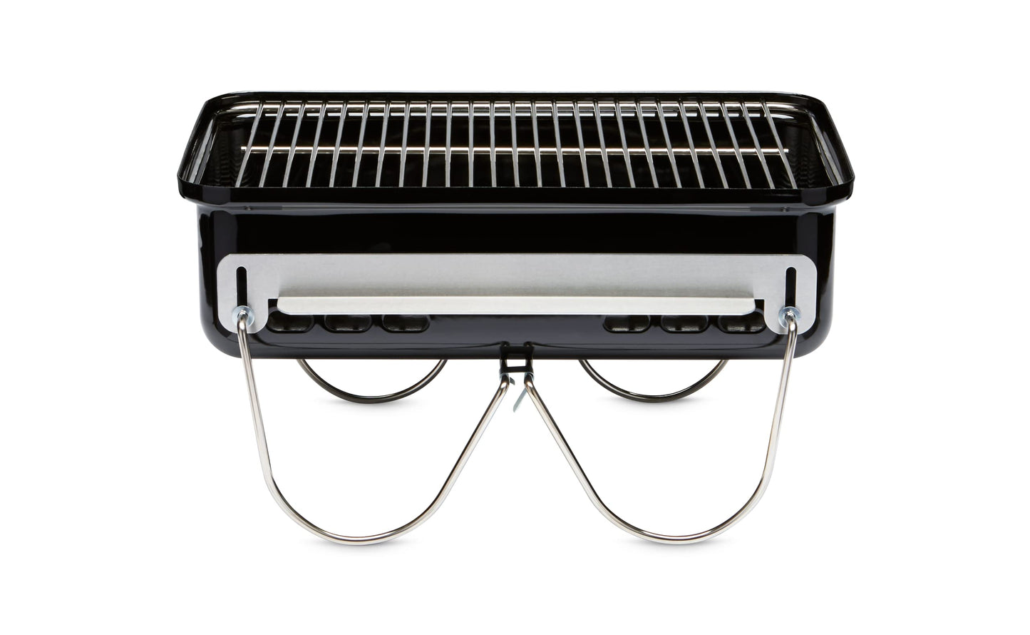 Weber Go-Anywhere Barbacoa Carbón Portátil 42x26cm, Tapa/Cuba Porcelana, Patas Plegables - Negro