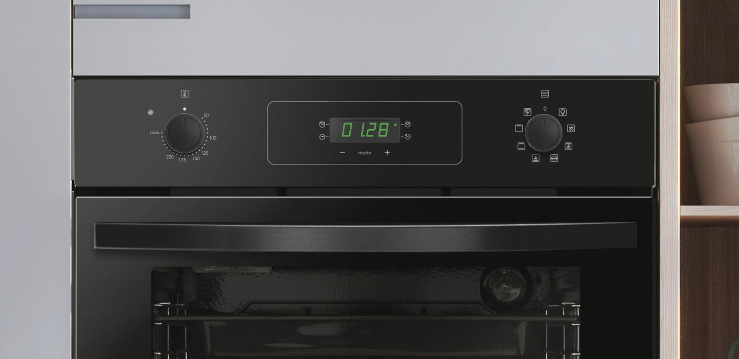 Candy FIDCP N615 L Horno Multifunción 65L, Aquactiva, 8 Funciones, Push&Pull, Negro