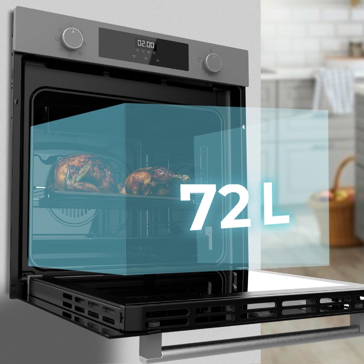 Cecotec Hexa M226000 Horno Integrable 72L, 7 Funciones, Grill, Vapor, EasyClean, Glass Grey