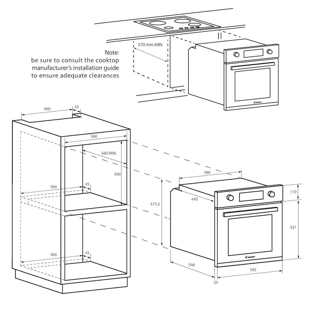 Candy FIDCP N615 L Horno Multifunción 65L, Aquactiva, 8 Funciones, Push&Pull, Negro