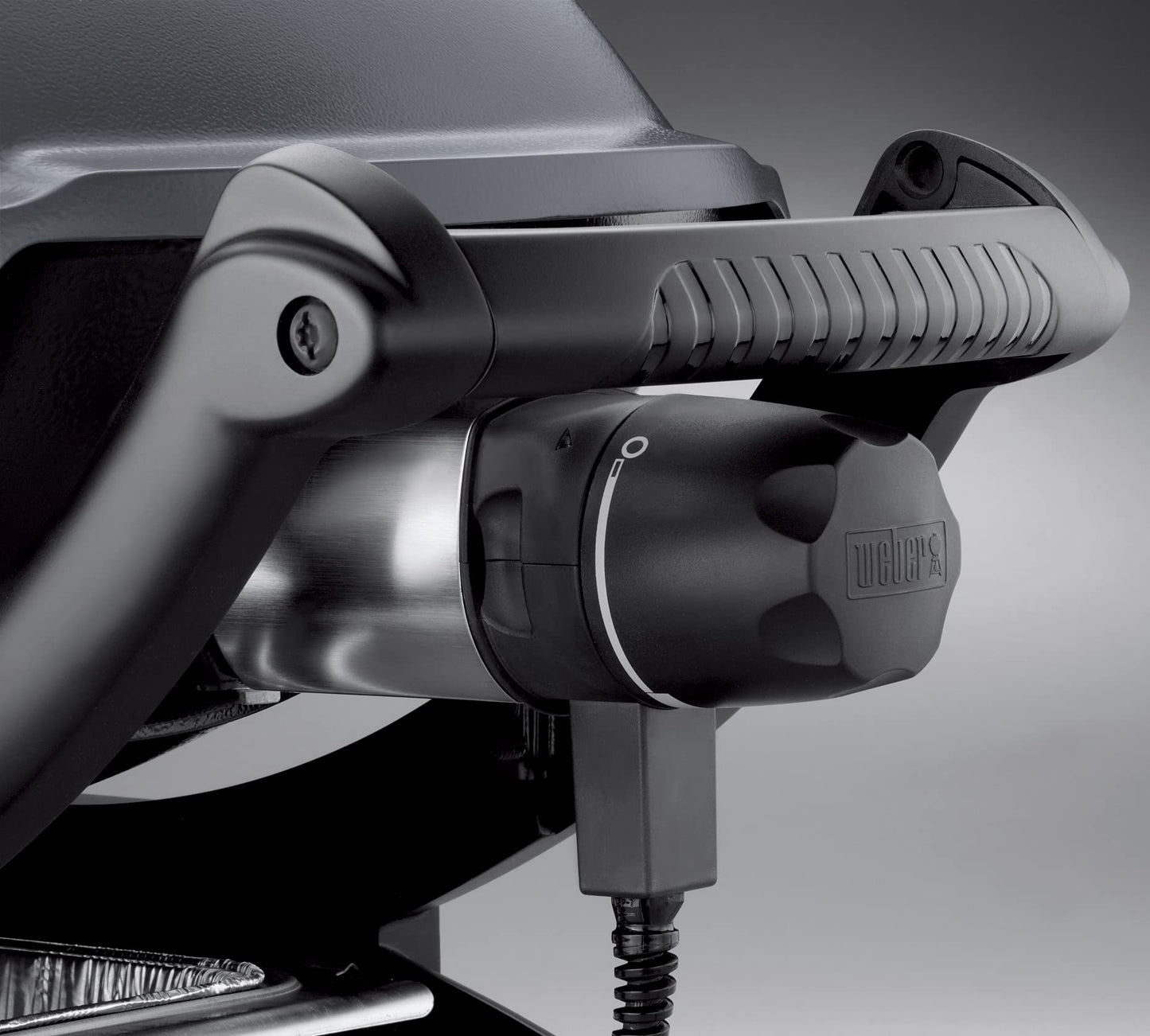 Weber Q1400 Barbacoa Eléctrica 43x32cm, Parrilla Hierro Fundido, Tapa Aluminio - Gris Oscuro