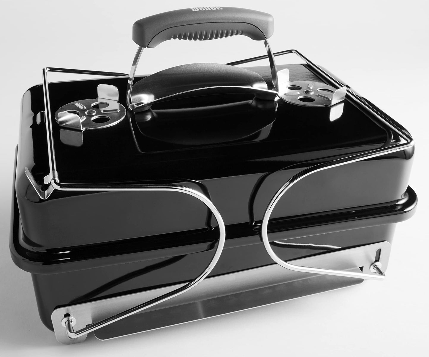 Weber Go-Anywhere Barbacoa Carbón Portátil 42x26cm, Tapa/Cuba Porcelana, Patas Plegables - Negro