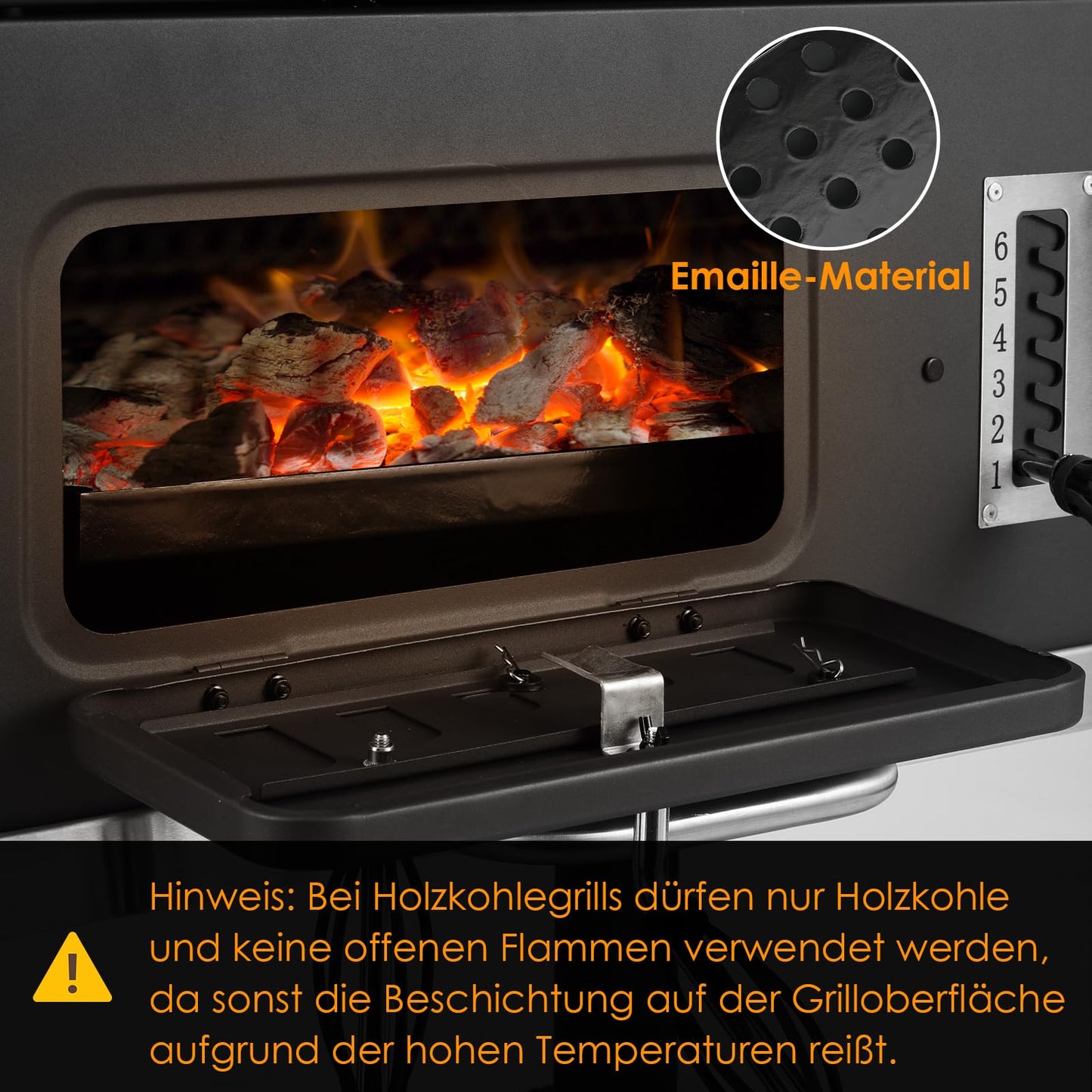 TLSUNNY Barbacoa Carbón XXL 130x137cm, Parrilla Ruedas, Tapa, Gran Capacidad - Jardín/Exterior Negro