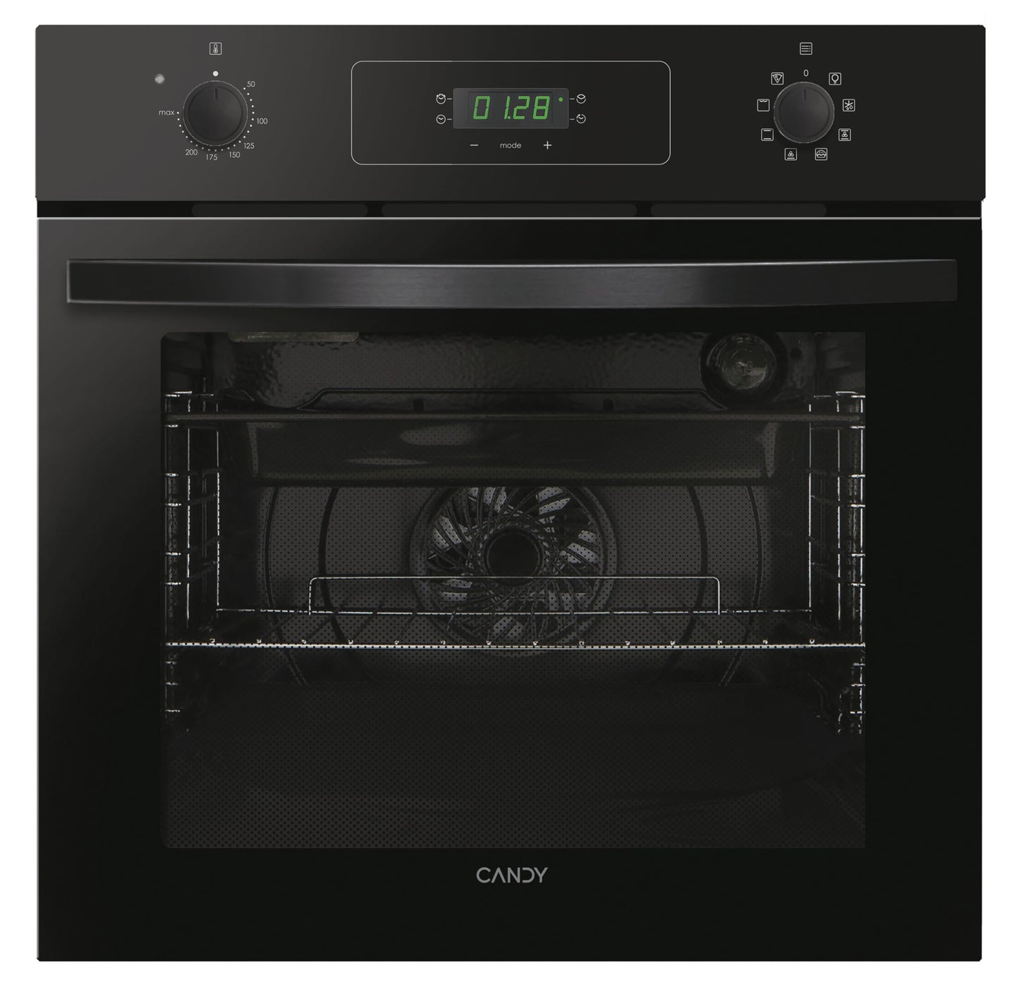 Candy FIDCP N615 L Horno Multifunción 65L, Aquactiva, 8 Funciones, Push&Pull, Negro