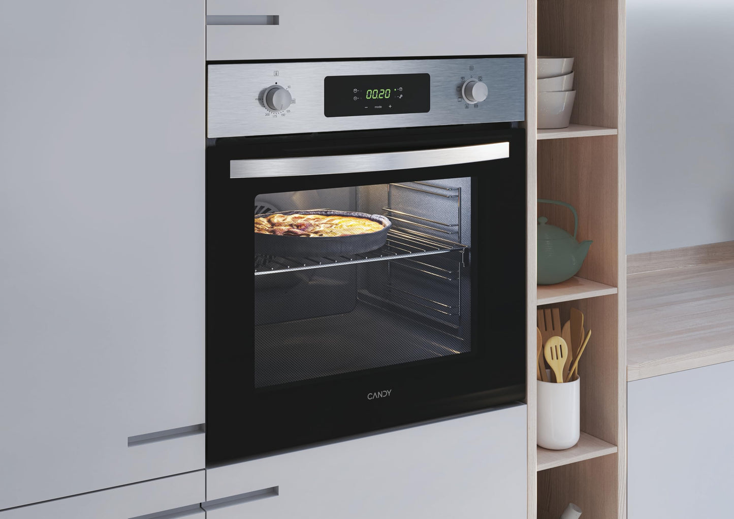 Candy FIDCP X625 L Horno Multifunción 70L, 8 Funciones, Aquactiva, Display Touch, Inox/Negro