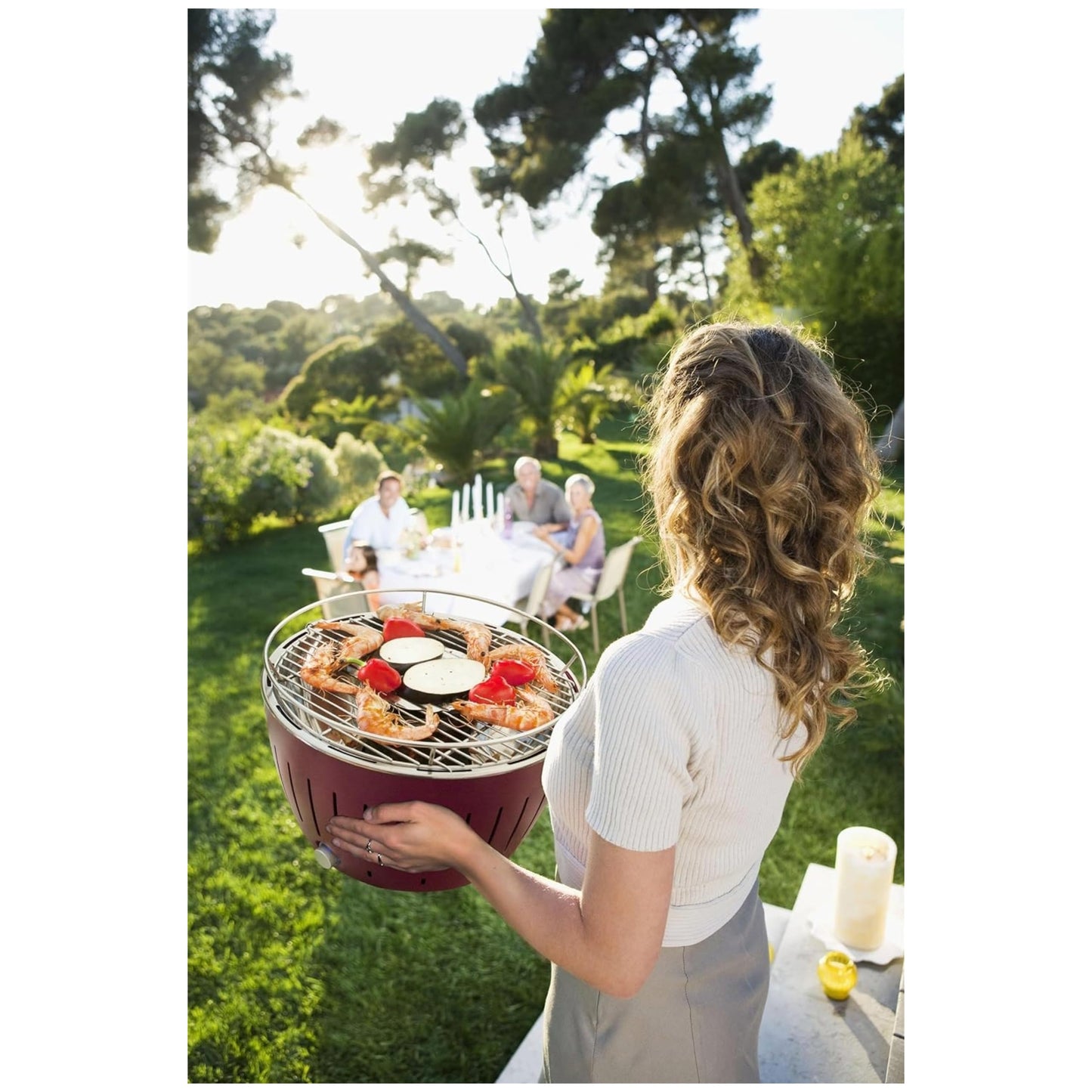 LotusGrill G-RO-34 - Barbacoa de carbón sin humo 35 x 26 x 23.4, color rojo